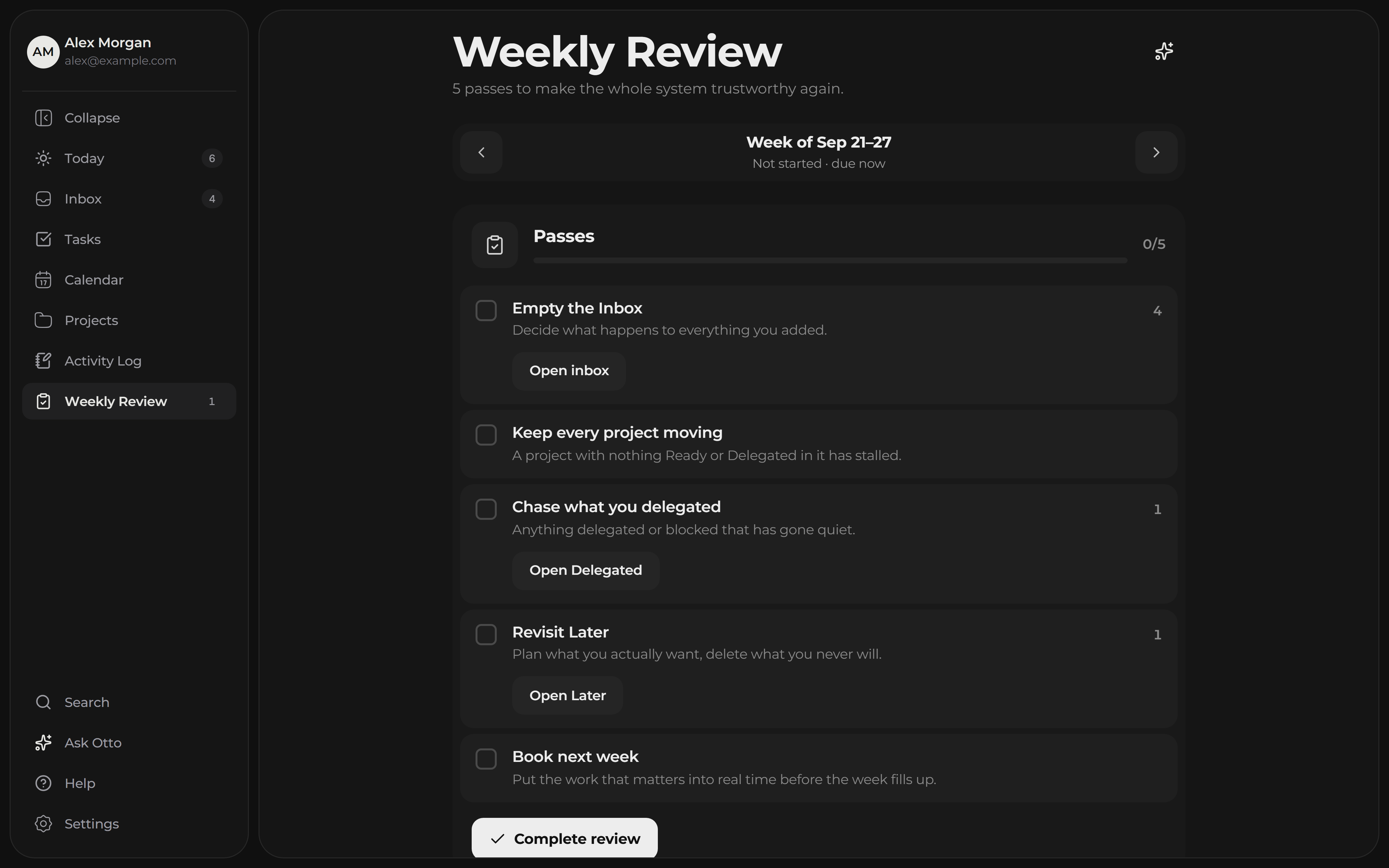 The 08 Studio weekly review: empty the inbox, keep projects moving, book next week